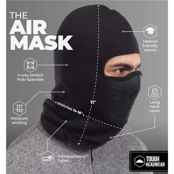 Balaclava Ski Mask - Thermal Face Mask Cold Weather Motorcycle Gear - Picture 3 of 7